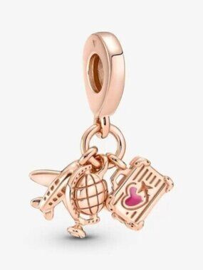 Pandora Airplane, Globe & Suitcase Triple Dangle Charm